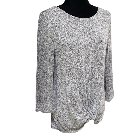 Market & Spruce Gray Brushed Knit Twist Front Top Soft Casual Small - Picture 2 of 7